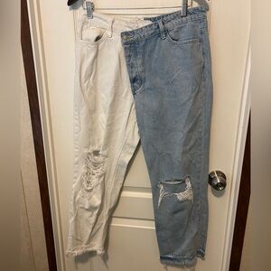 Vervet Two-Tone Jeans in White and Light Blue - Size 30 100% cotton